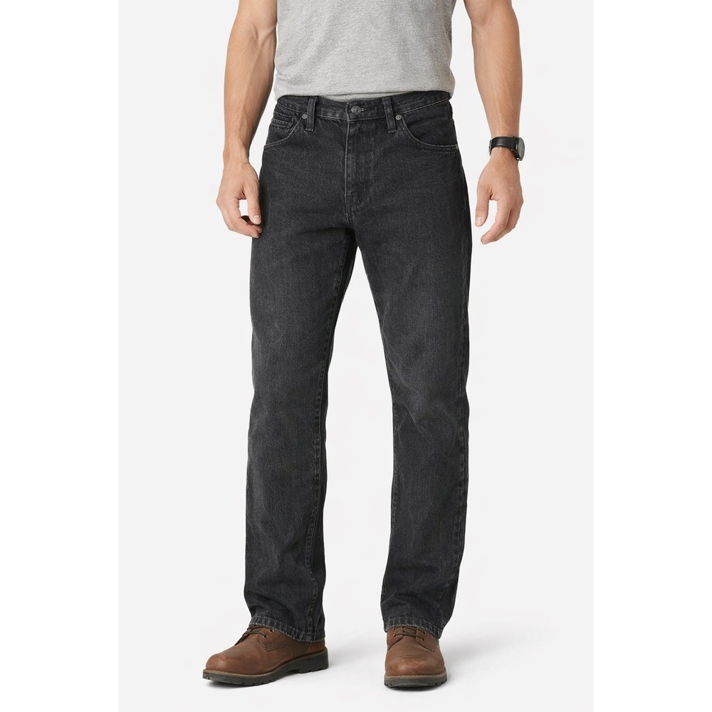 Wrangler‎ Authentics Mens Black Straight Leg Jeans 32x30 10ZM100BK Cotton Denim